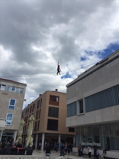 Slack rope walking is a big thing in Zadar