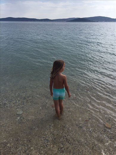 Just brave enough to get in knee deep! The water was COLD