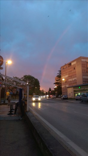 Beautiful night rainbow over Zadar