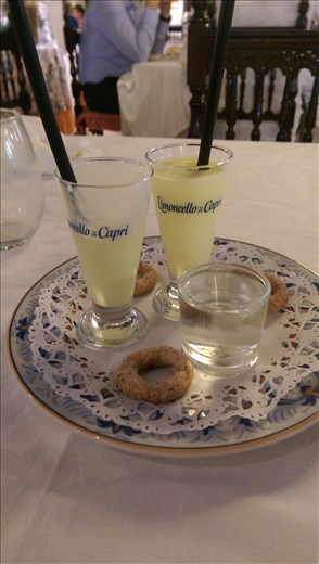 It seems pretty common here for meals to finish with some sort of Limoncello shot, a custom I heartily endorse :)