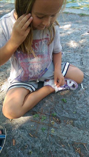 Tic tac toe with flowers and clovers