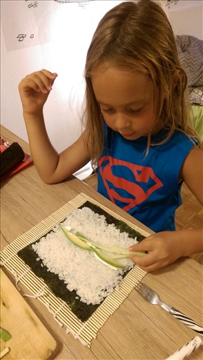 Our first attempt at making our own sushi!