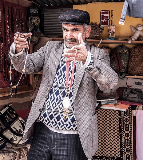 A merchant in Cappadocia offering me his wares
