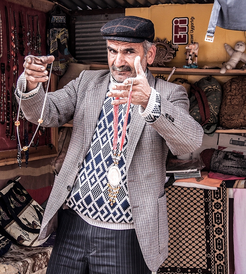 A merchant in Cappadocia offering me his wares
