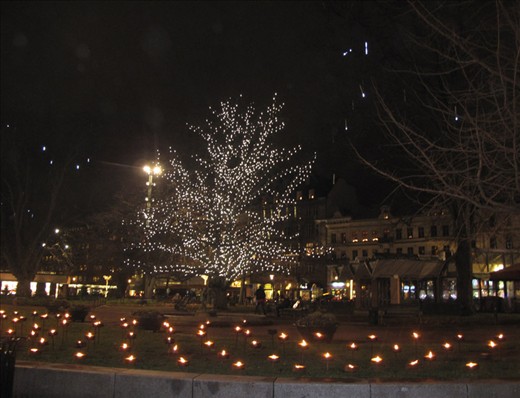 Folket's Park at night