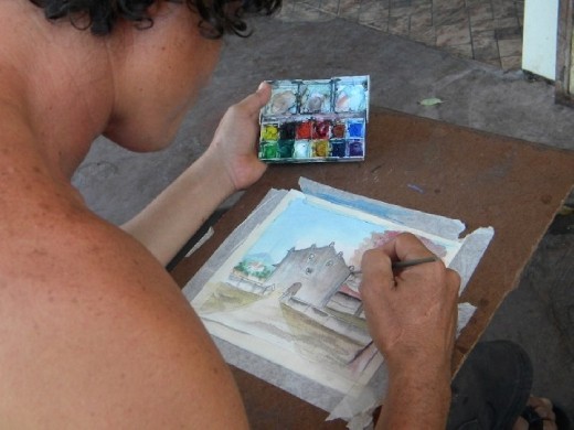 Willy, my home-stay brother. Here he is painting the photo I took of the San Blas church after seeing the photo on my camera. Art was his thing, he was obsessed with painting and listening to eighties music, like David Bowie and ACDC. The house I was living in with him and his 83-year-old monther was filled with his paintings. He later gifted this one to me. 