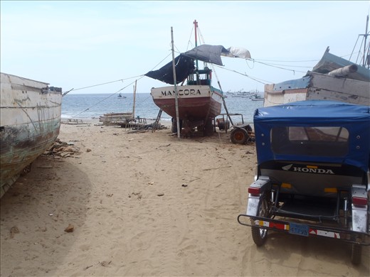 Fishing trawler docking yards. Mancora