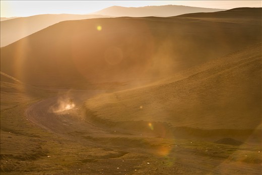 Riding in the sunset after the storm.