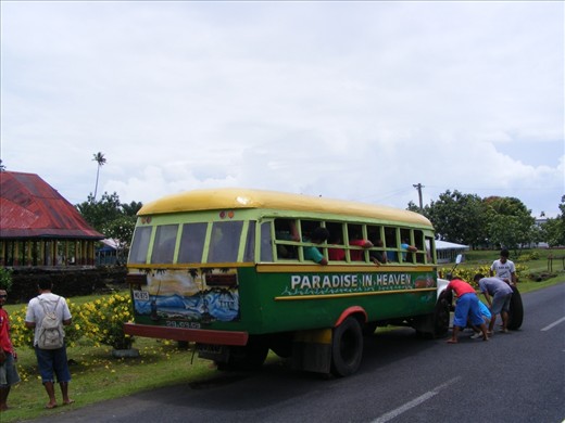 While on a bus we came across another bus broken down on the side of the road.  It was full of locals on their way to town.  Our bus driver stopped and asked if it was okay if he and his son got out to help fix the other bus.  It amazed me how quick he was to jump to the aid of his fellow bus driver.