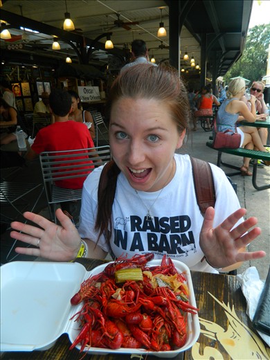 1lb of boiled crawfish - very messy, very spicy and totally worth it!