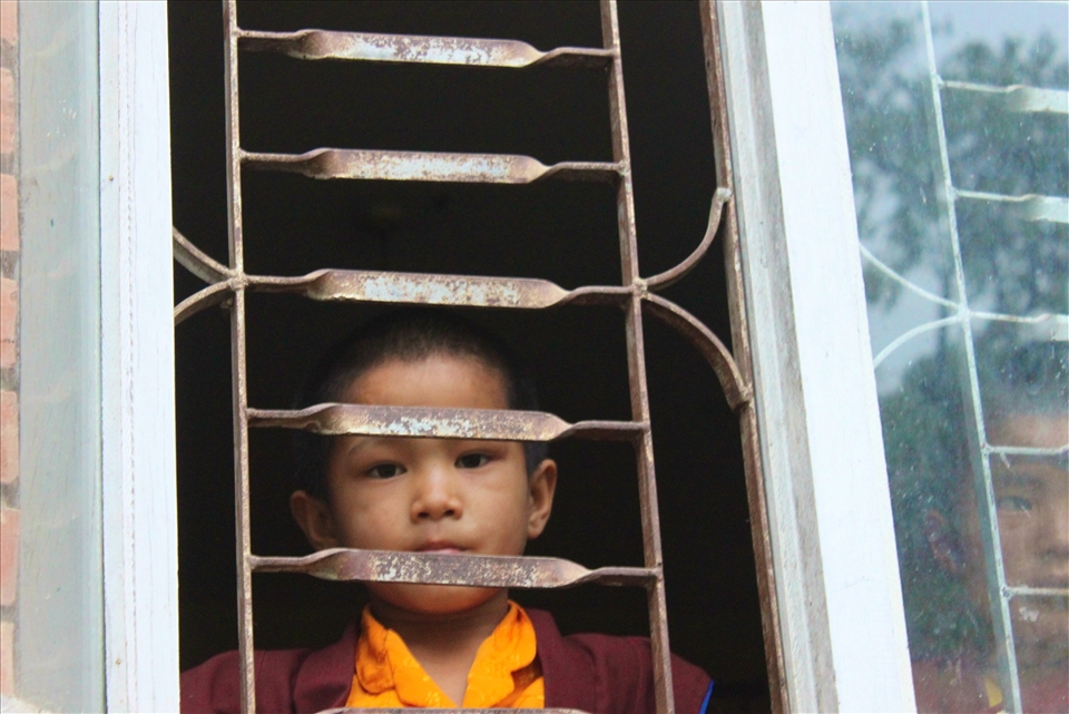 A baby Monks at the Tashi Palkhiel Tibetan Refugee Camp, Pokhara. 