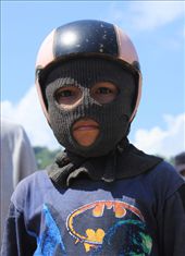 A kid with masker n helmet. It's needed to protect his face: by hangouttoday, Views[269]
