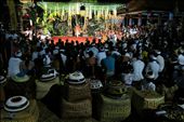 Keben, traditional Balinese crafted box filled with elements to be presented to God are put together at the back of audience who gathered and continuously watching a historical - mystical drama shown at midnight until early morning. Not only as a ceremony but people sincerely come to celebrate it. More people come as the night gets late although they have to sit on the ground.: by hannanabila, Views[1040]