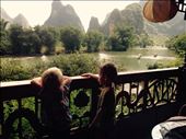 Room with a view of the Li River. We got to splash in the water to cool down and enjoy the wonderful food and comfortable beds of the eco river retreat hotel.: by hannap, Views[1079]