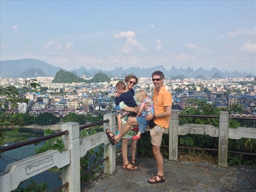 Climbed one of the peaks downtown Guilin for a panorama of the city. It was a hot one! 