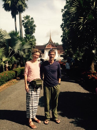 In front of the Royal Palace museum where the last king of Laos Sisavang Vong resided.