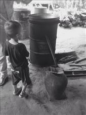 Local method of whiskey brewing: rice is cooked, then fermented with herbs in a pot for two weeks, then boiled over a wood fire where the condense is captured and bottled.: by hannap, Views[469]