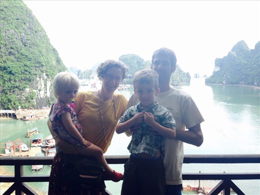 Family photo with the bay as a back drop.