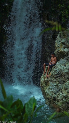 Guts has no age. 12 years old boy in the higher portion of the falls.