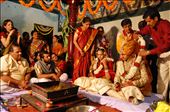 After two hours of rituals, they are announced as husband and wife. Bride and groom repeated  the sacred pledge of marriage and request Agni to be the messenger for their  prayers to various  Gods, for  Santati (children), Sampatti (wealth & prosperity) and Deergharogya (long  & healthy lives).: by happyindia, Views[338]