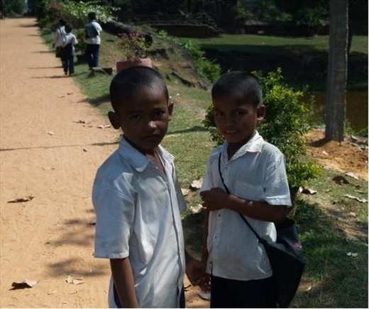 Two brothers were going to school.