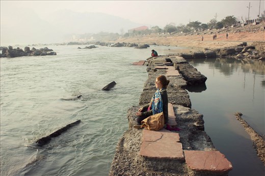 meditation time in ganga river