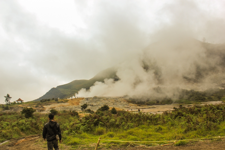 White Cauldron near the Dieng Temple. People call this place “Kawah Sikidang”. B