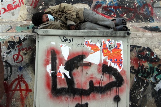 Egyptian baby sleeps on electricity