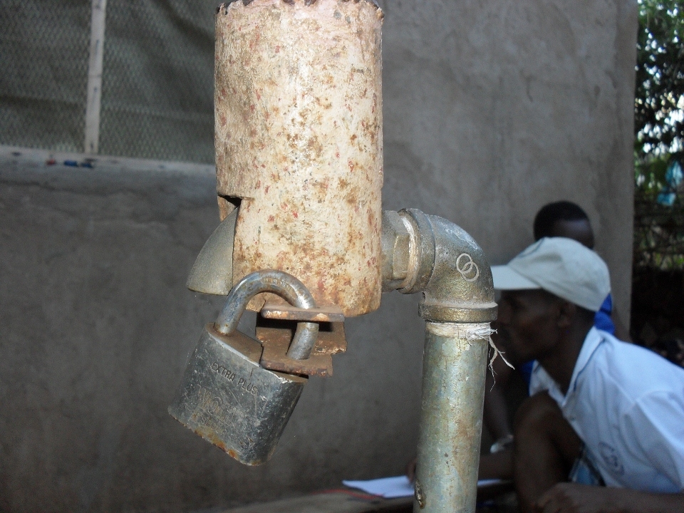A locked water sink to prevent water stealing due to poor water distribution that still happens recently in some areas of Kilimanjaro, one of most important water source within this country.