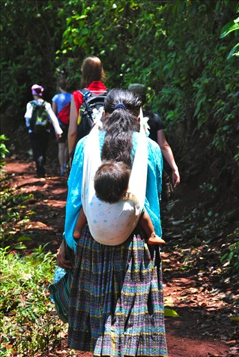 Walking to the new, more isolated villages.