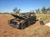 One of many rolled over cars along the gravel roads we travel. This is on our way to Tunnel Creek, Devonian Reef. : by heffmann, Views[228]