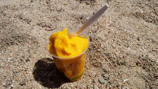 100% mango sorbet at the markets for only $5.00. So delicious!