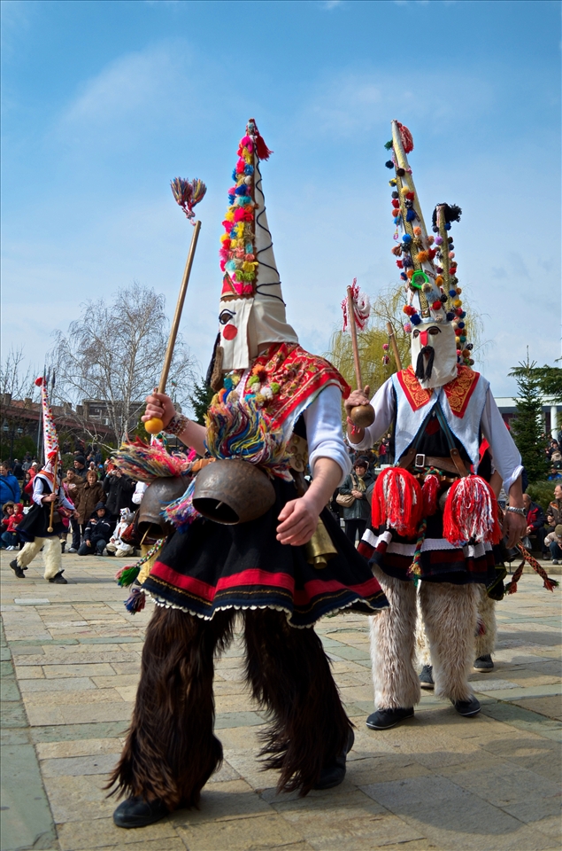 Kukeri are dancing in Karlovo city to scare them.