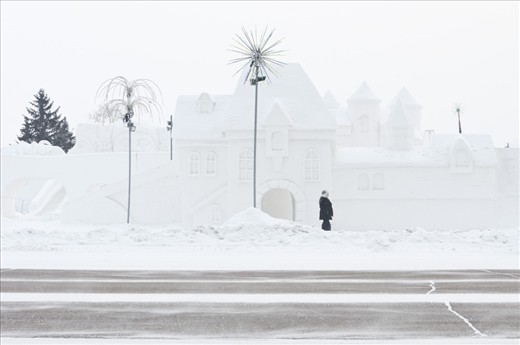 A house made of snow in the Siberian border town Blagoveshensk