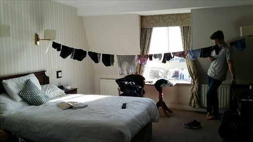 wwashing clothes in the bathroom sink and hanging them in your room to Dry. Ahh the good life..