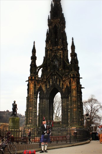 The very large monument for Sir Walter Scott, a Scottish writer. It is the largest monument to ever be built for a writer in the world 
