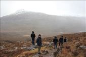 Walking through the Benn Eighe National Nature reserve.  Half the group were pansies and didn't do this walk because it was raining.. the rain hit our faces so hard it hurt!..but then.. it snoooowed! : by hethoandstokesyseuropeanadventure, Views[259]