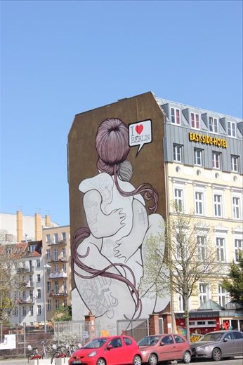 Some of the street art that you see In Berlin.. the bigger the blank wall.. the bigger the street art