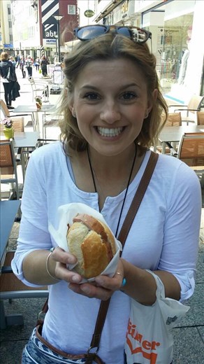 Some sort of pork meatloaffy thing that they eat in bread.. tasted like a sliced up hot dog to us! I've never eaten so much bread and meat in my life.. I think I'm going to become a vegetarian after germany!!