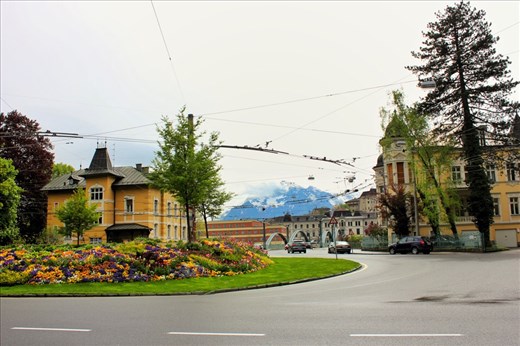 Normally these beautiful mountains completely surround Salzburg..but with thick clouds and rain.. This was the only bit of mountain we got to see!