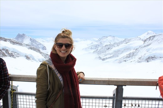 up the top of jungfrau. . It took 2 and a half hours to get up to the top Via 3 different trains. it was worth every over priced swiss frank that it cost to get up there.