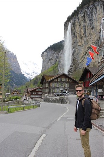 Lauterbrunnen. . A beautiful town at the very bottom of the mountains.. it had a stunning mix of scenery with green mountains..wwaterfalls and then snowy alps in the back.