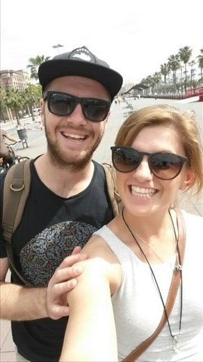 The slightly delusional pair walking the streets of Barcelona post overnight bus