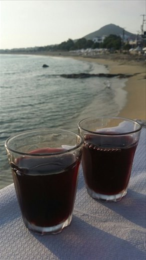 The wine is good and cheap here, €3 for a half liter of local red wine. Mm mm 