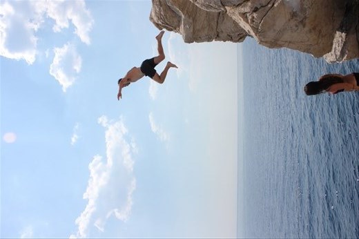 Cliff jumping from a cliff bar.. not my idea!
