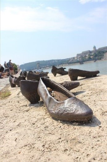 The holocaust memorial on the Danube River, where Jews were shot into the river