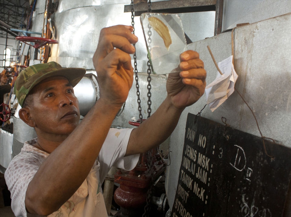 A worker who was doing a routine quality control in order to maintain the qua