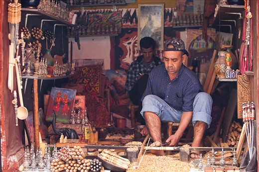 More than 40,000 craftsmen work in The Medina, the historic Marrakech city centre, shielded by wooden latticework or tucked away in covered walkways.