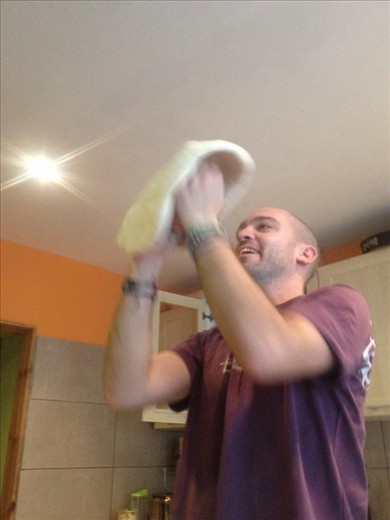 While preparing pizza