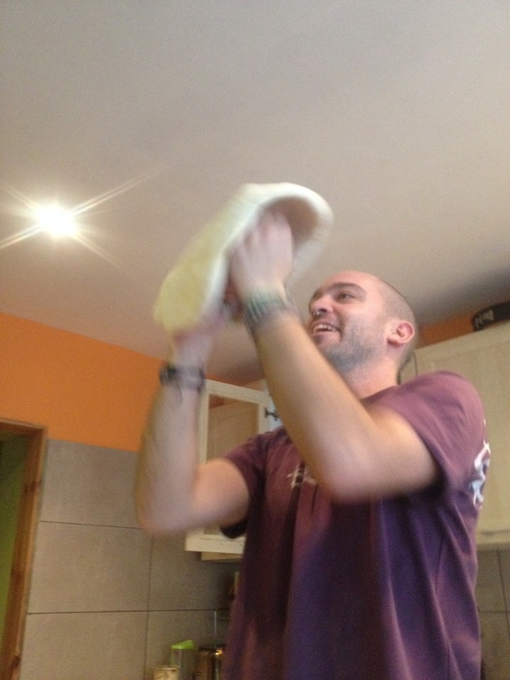 While preparing pizza